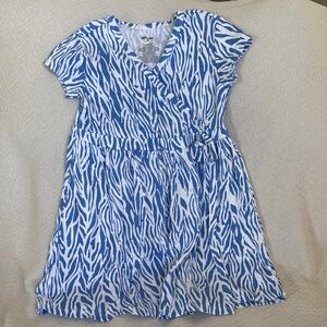 Blue and White Zebra Print Kids Dress